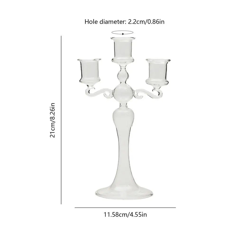 Candlestick Holder - Three Cups - Clear - Blue - Champagne - Diningroom Collection