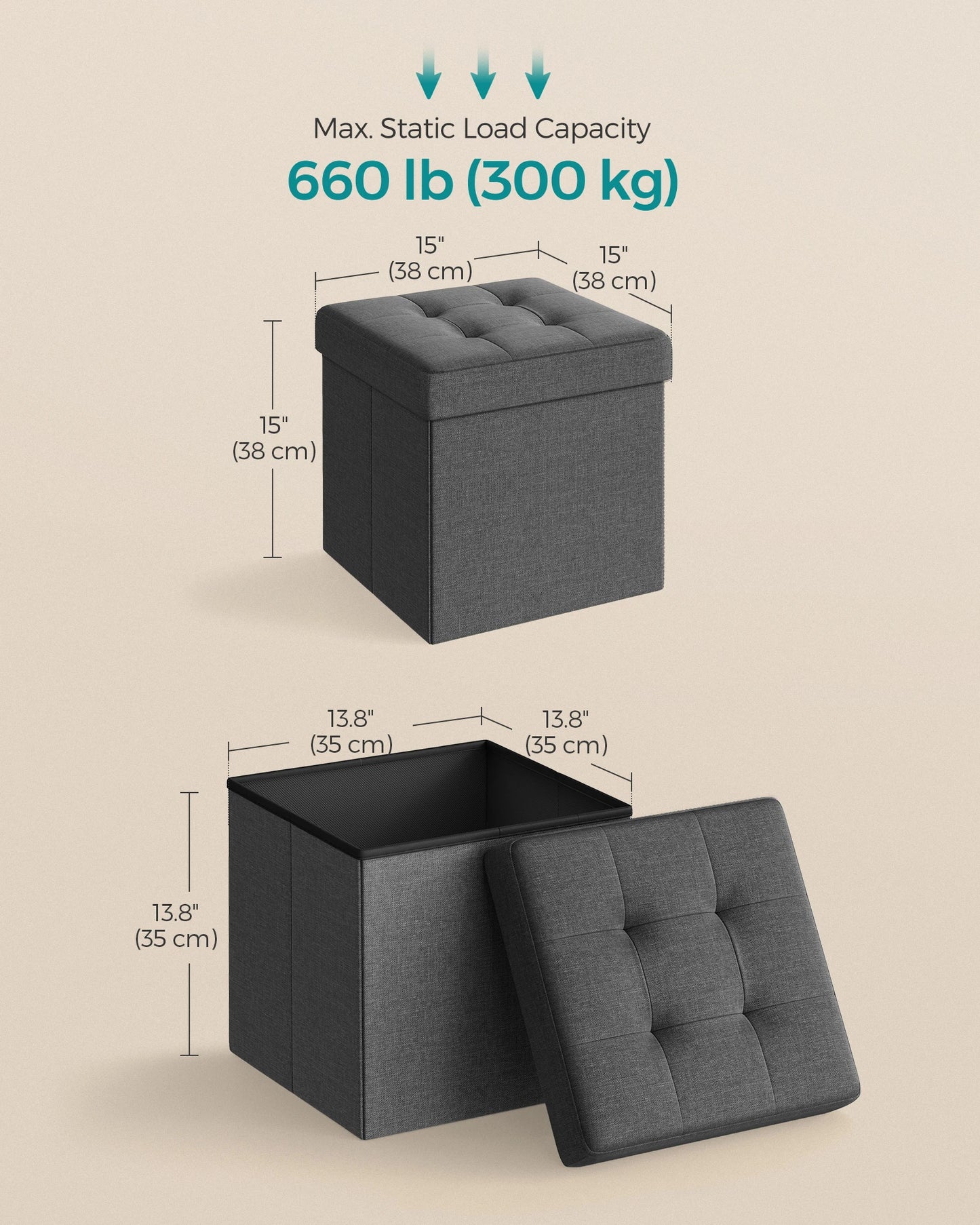 Ottoman Songmics Mazie Collection - Cube Footstool Ottoman - Entryway Collection