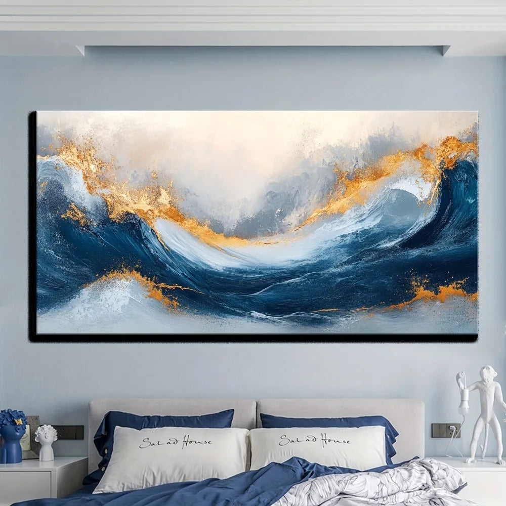 Wall Art - Canvas - Gallery Frame - Blue Ocean Waves - Entryway Collection