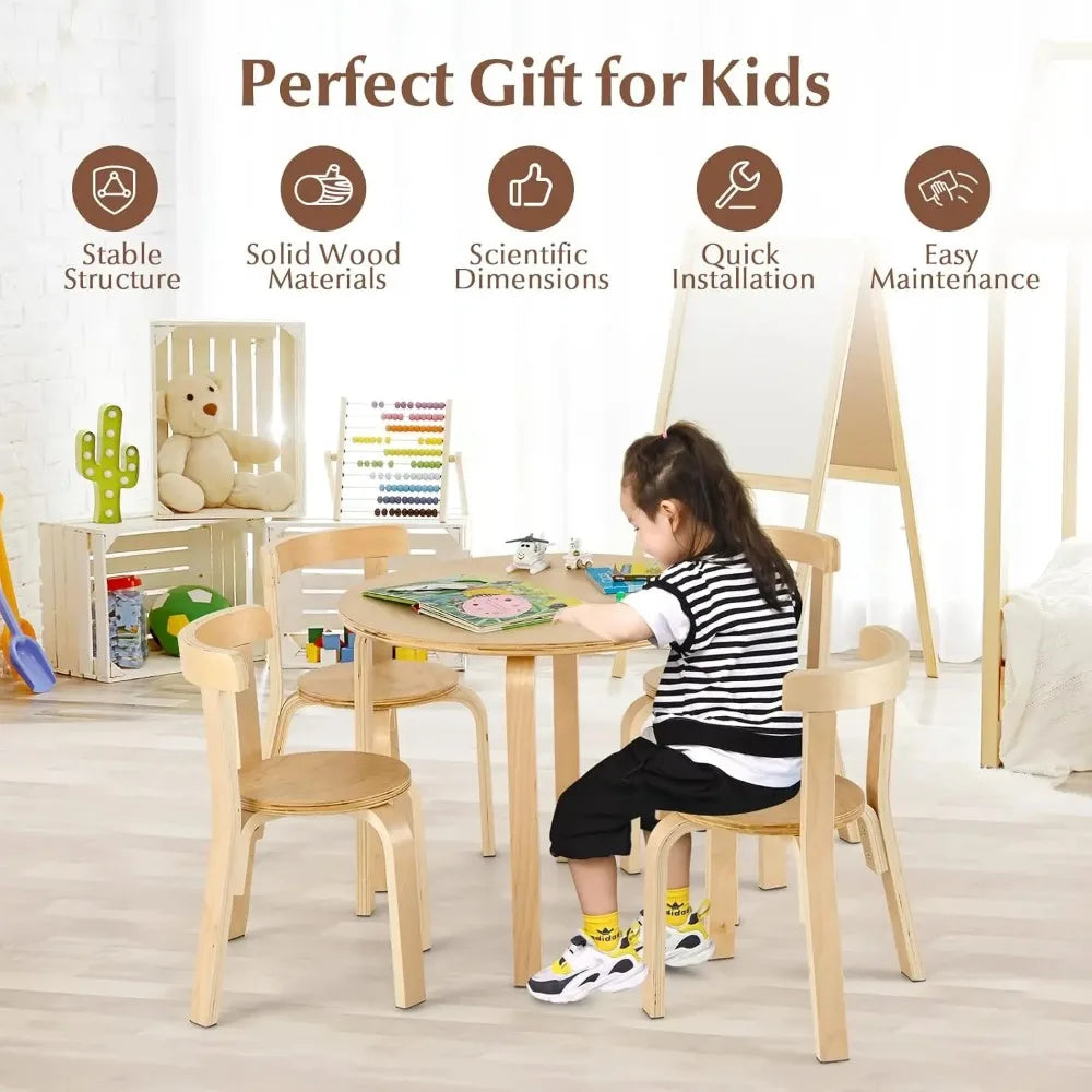 Table & Chair Set *5Pcs - Wooden Activity Table - Children's Room Collection