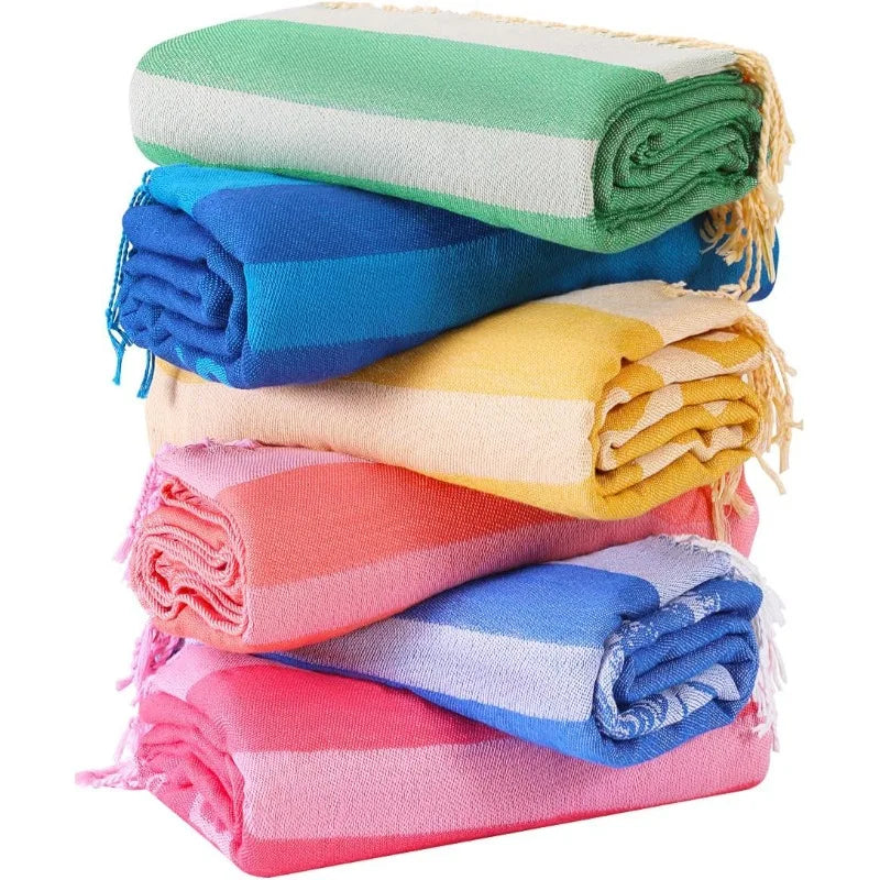 Turkish Cotton Towel Set *6Pcs - Oversized 74"x38" - Sand Free - Bathroom Collection