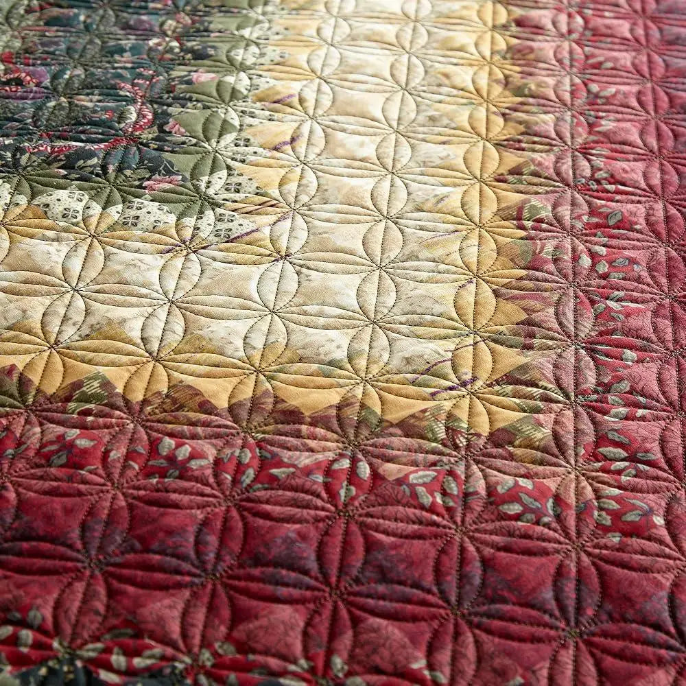 Quilt Set *3Pcs - Spice Postage Stamp Pattern - King Size - Bedroom Collection