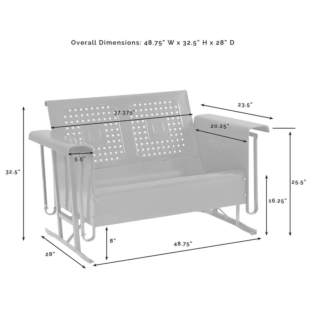 Metal Glider - Retro Throwback - Red Outdoor Loveseat - Patio & Garden Collection