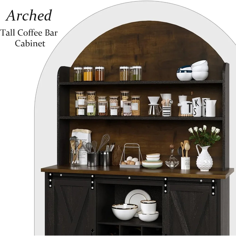 Arched Buffet Hutch - Coffee Bar - Wine Rack - Liquor Cabinet - Diningroom Collection