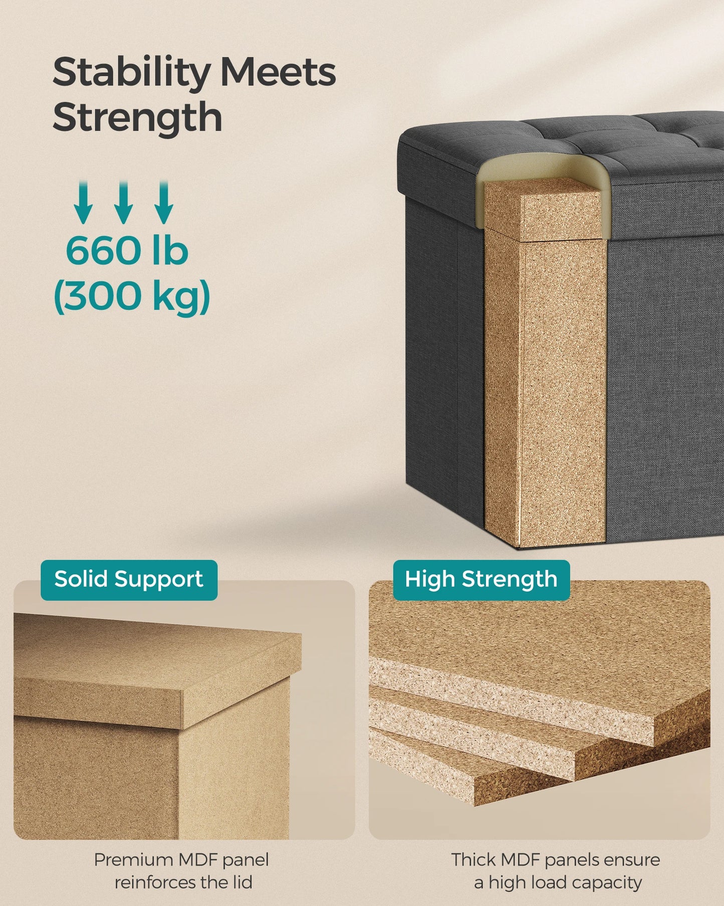 Ottoman Songmics Mazie Collection - Cube Footstool Ottoman - Entryway Collection