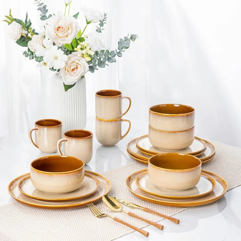 Dinnerware Set *12Pcs - Service for 4 - Handmade Reactive Glaze - Diningroom Collection