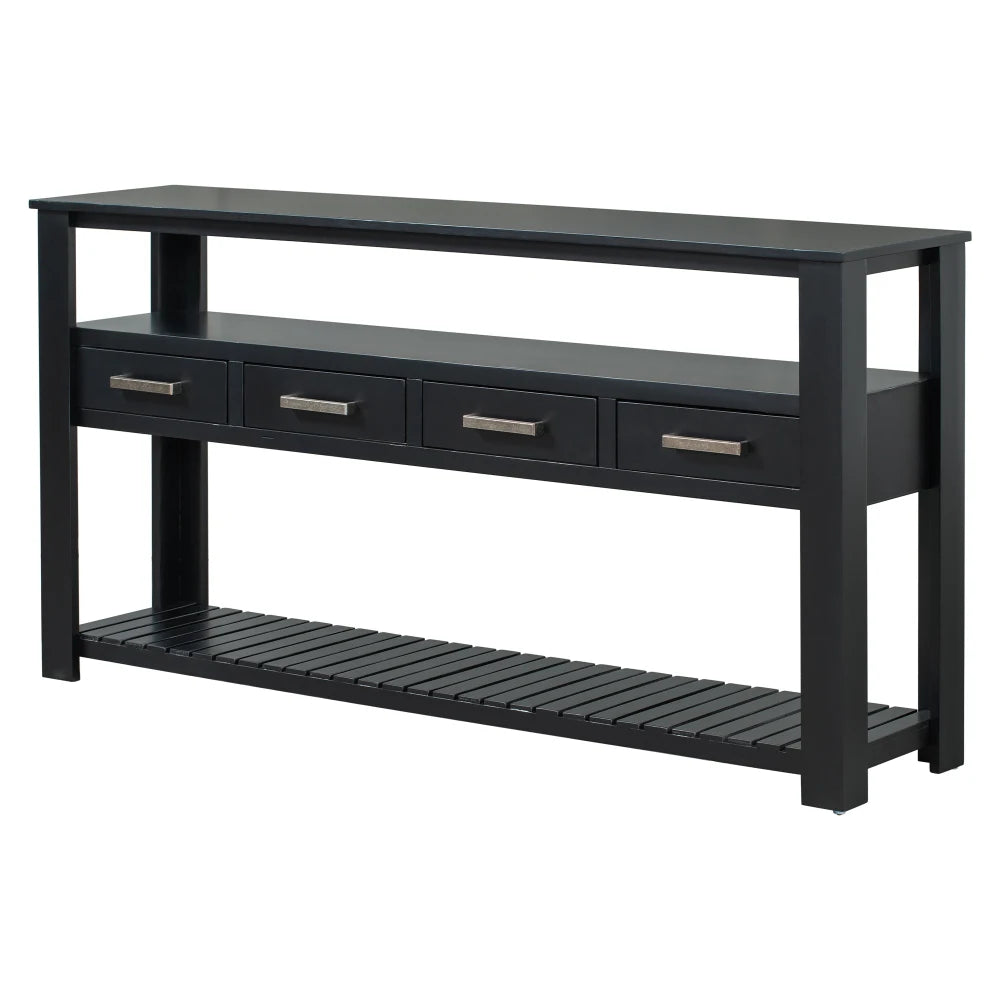 Console Sofa Table - Storage & Display Options - Black - Livingroom Collection