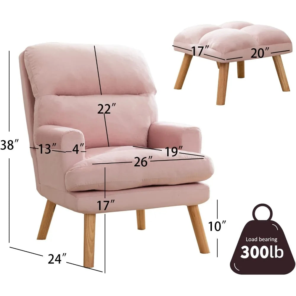 Accent Armchair & Ottoman - Leisure Chair - Adjustable Backrest - Bedroom Collection