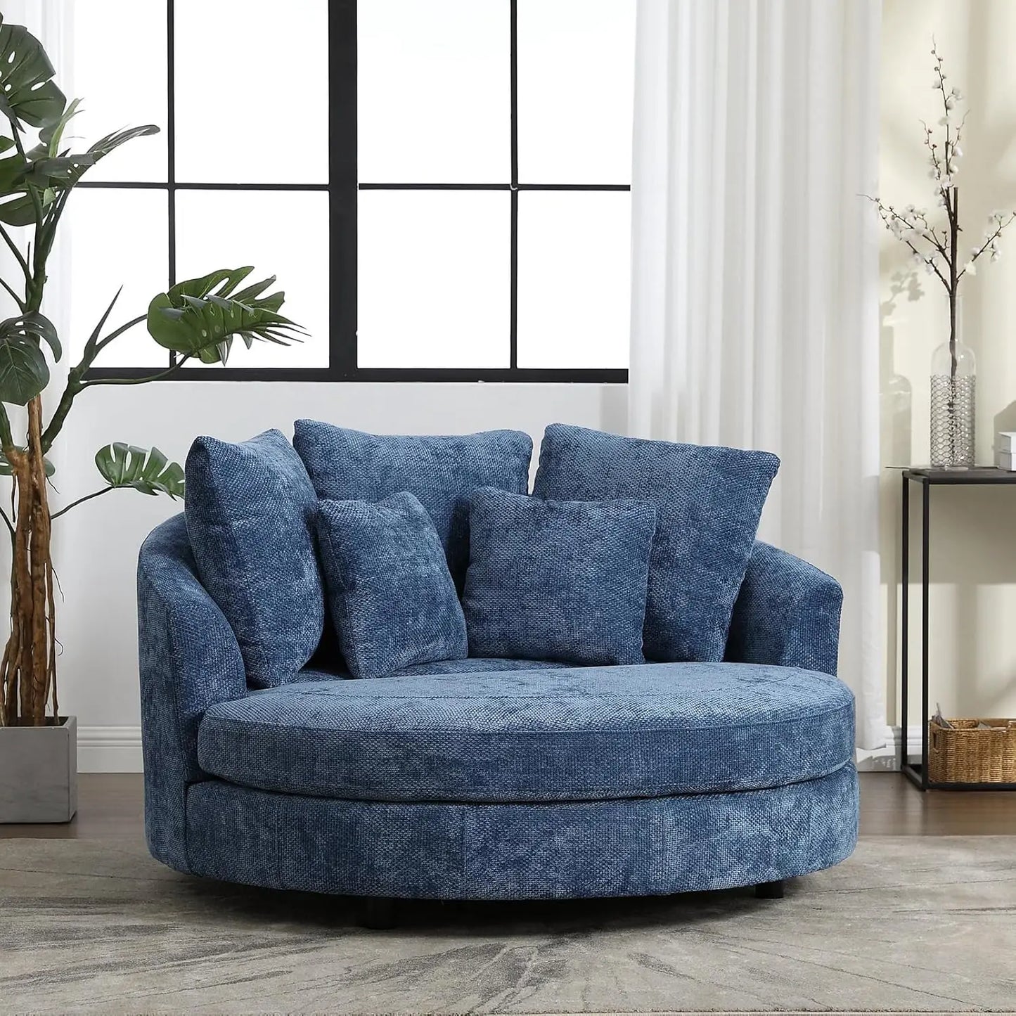 Accent Barrel Chair - Oversized Round Sofa Chair - Throw Pillows - Livingroom Collection
