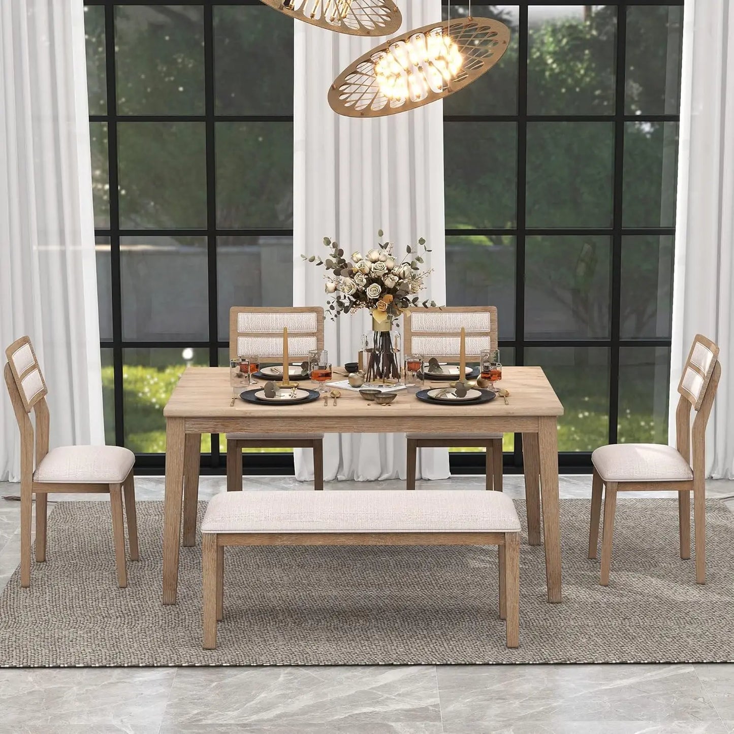 Diningroom Table *6Pcs - Upholstered Seating - Wood - Diningroom Collection