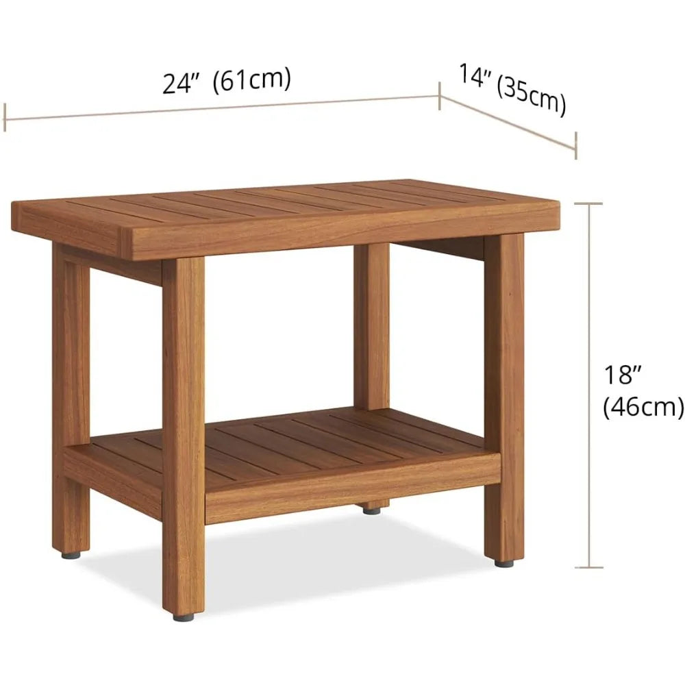 The Original 24" Spa Teak Shower Bench with Shelf - Bathroom Collection
