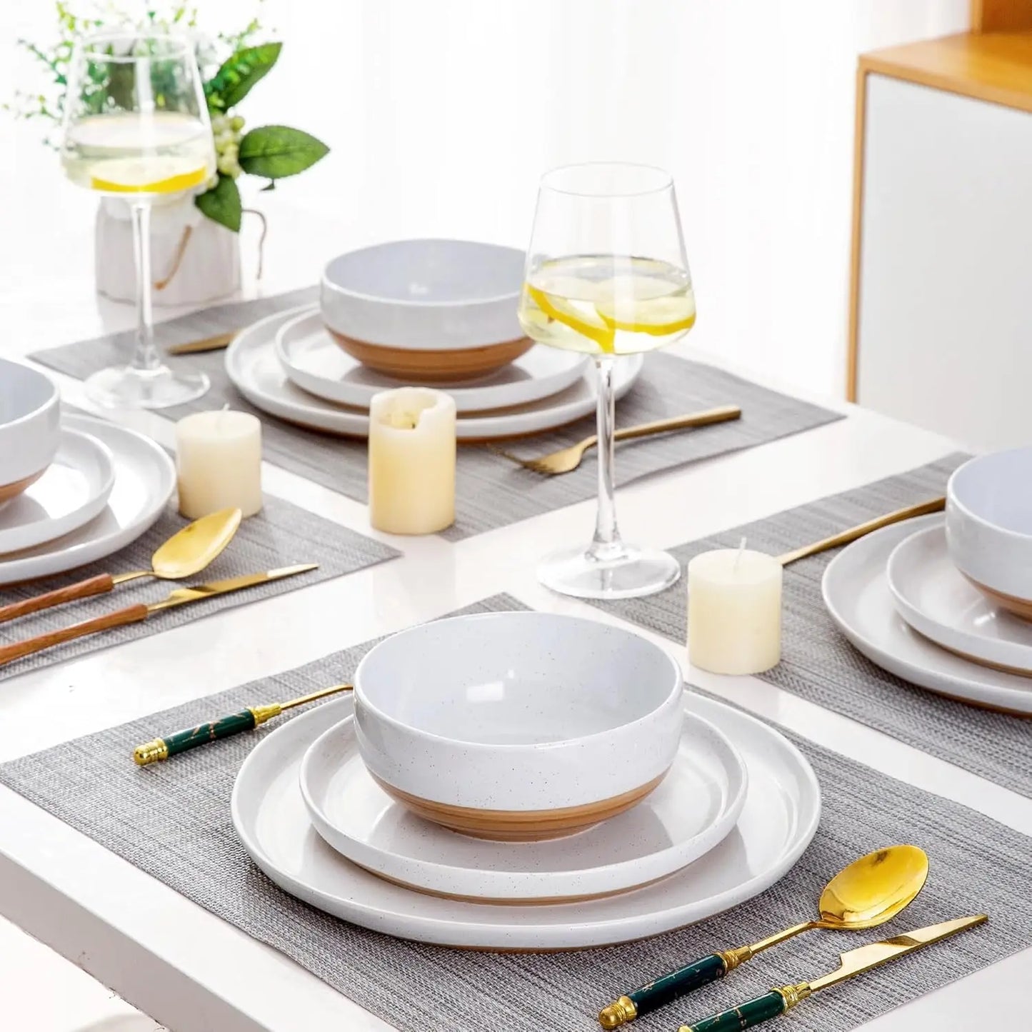 Dinnerware Set *12Pcs - Service for 4 - Handpainted - Scratch & Crack Resistant