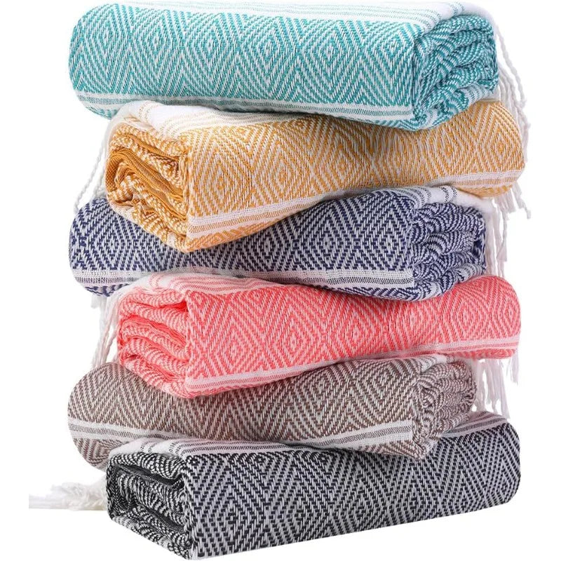 Turkish Cotton Towel Set *6Pcs - Oversized 74"x38" - Sand Free - Bathroom Collection