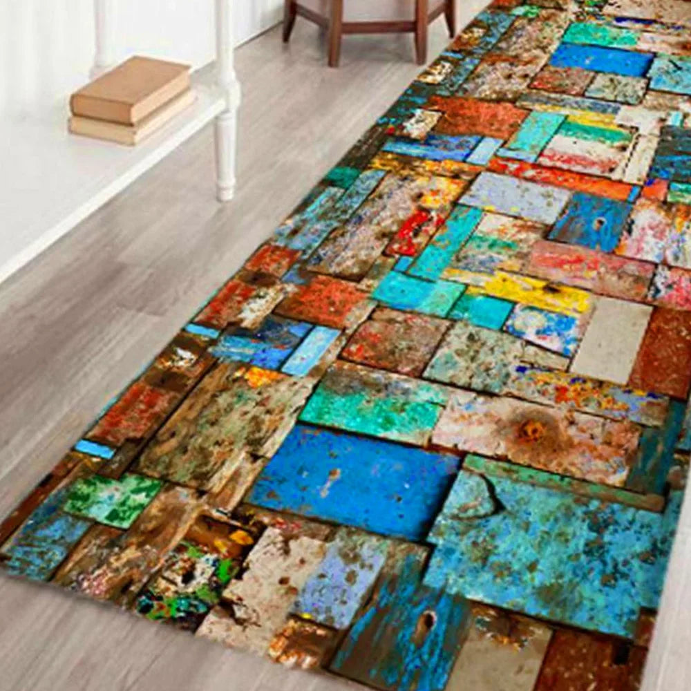 Kitchen Runner - Retro Color Wooden Board Floor Mat - Non-slip - Kitchen Collection