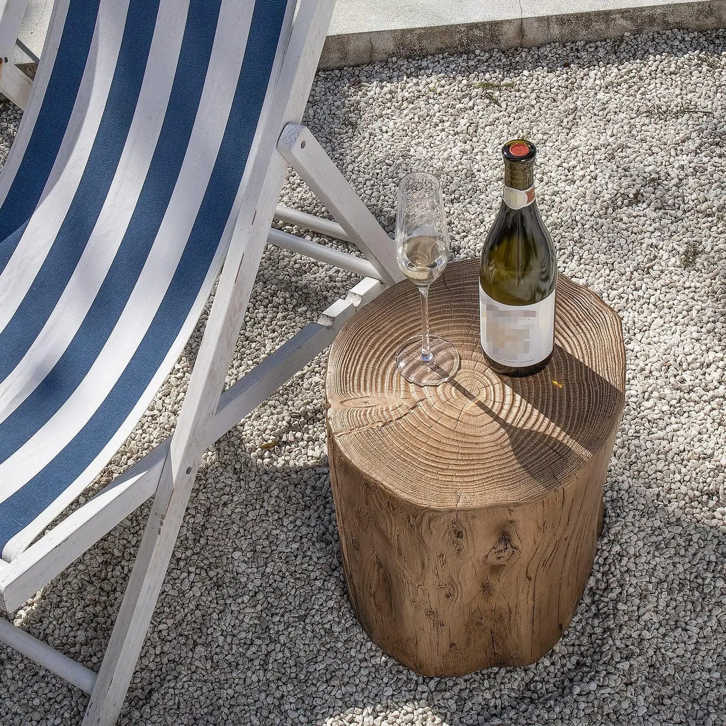 Outdoor Patio End Table - Hand Painted Tree Stump - Patio & Garden Collection