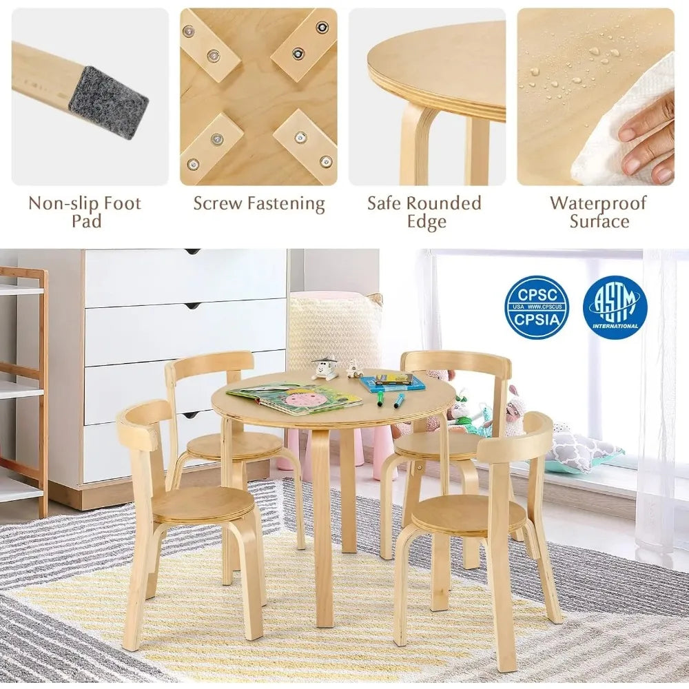 Table & Chair Set *5Pcs - Wooden Activity Table - Children's Room Collection
