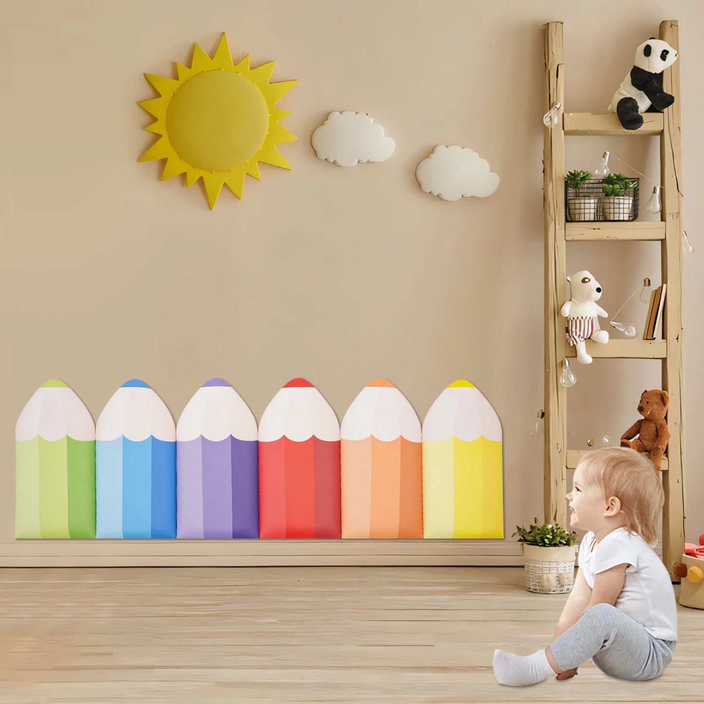 Wall Padding Set *6Pcs - 3D Pencil Shape - Children's Room Collection