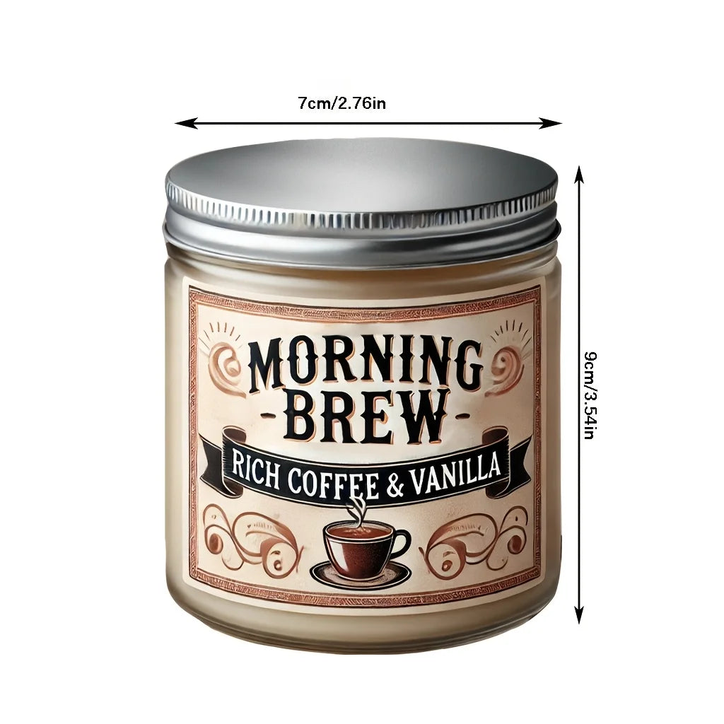Candles - Scented - Morning Brew Rich Coffee & Vanilla - Hand Poured - Soy Wax - Home Office Collection