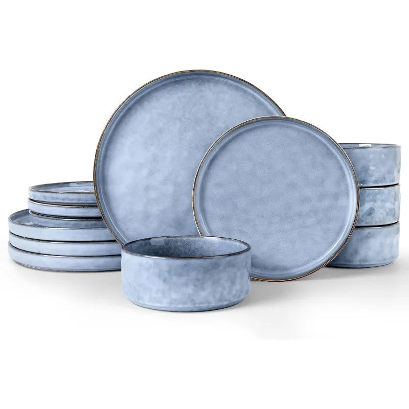 Dinnerware Set 12 Pcs ~ Stoneware - Wave Surface - Kitchen Collection