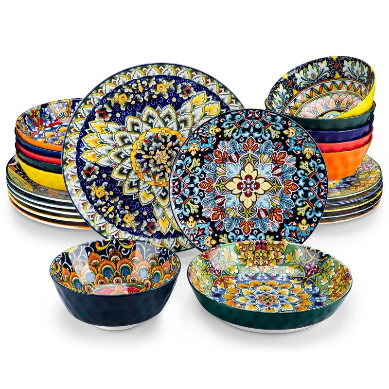 Malacasa Bohemia Retro Dinnerware Set *12/16/24 Pcs - Diningroom Collection