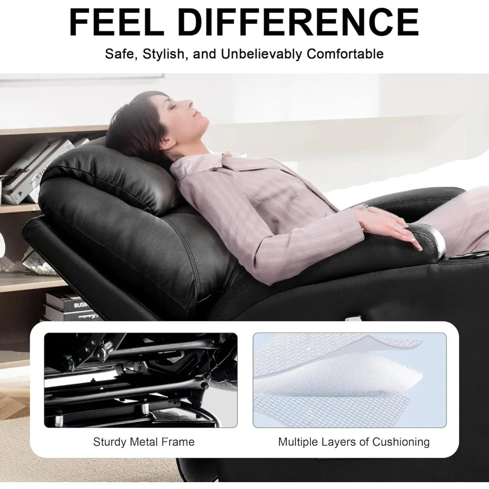Recliner Rocker - 360° Swivel Massage & Heat - Faux Leather - Livingroom Collection