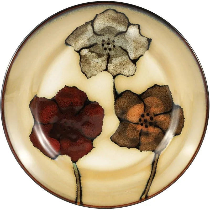 Dinnerware Set *16 Pcs - Stoneware Service for 4 - Painted Poppies - Diningroom Collection