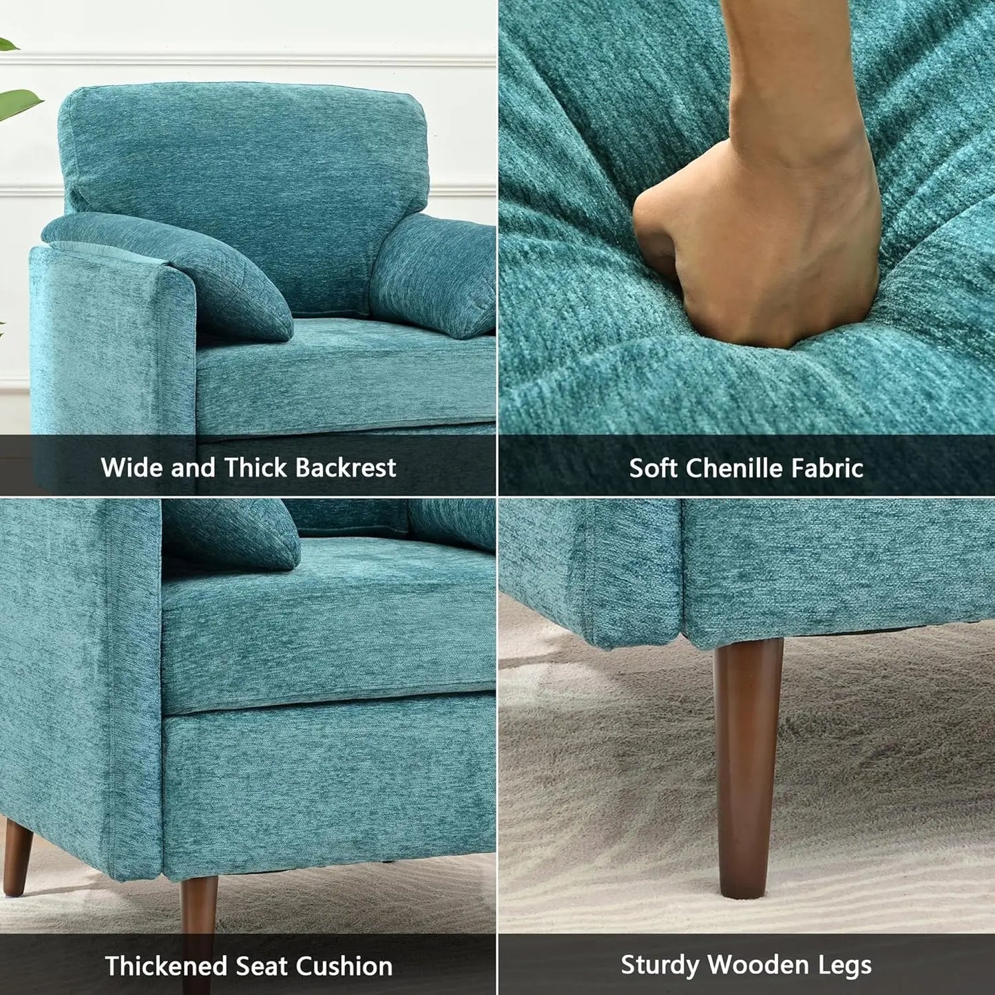 Accent Chair - Oversized Armchair - Chenille Fabric - Bedroom Collection