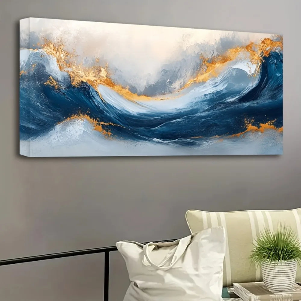 Wall Art - Canvas - Gallery Frame - Blue Ocean Waves - Entryway Collection