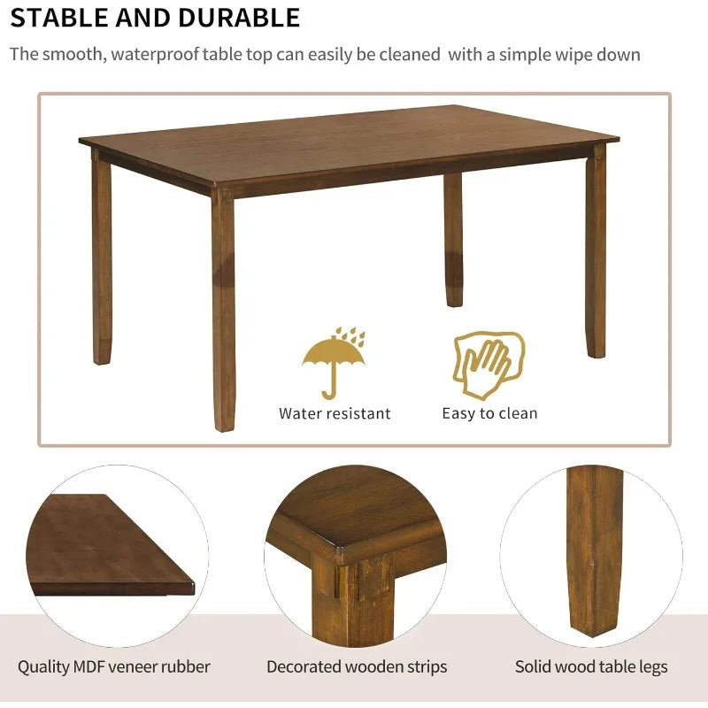 Diningroom Set *6Pcs - Fabric Chairs & Bench - Diningroom Collection