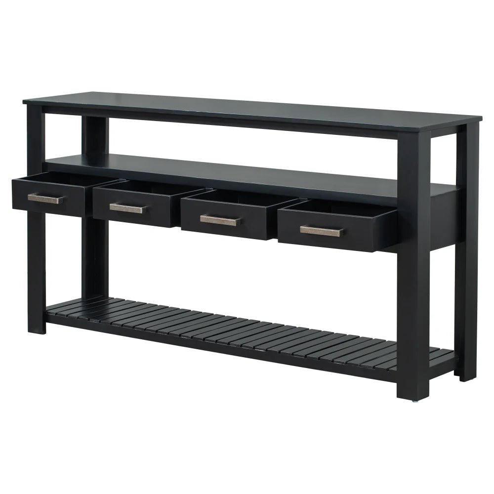 Console Sofa Table - Storage & Display Options - Black - Livingroom Collection
