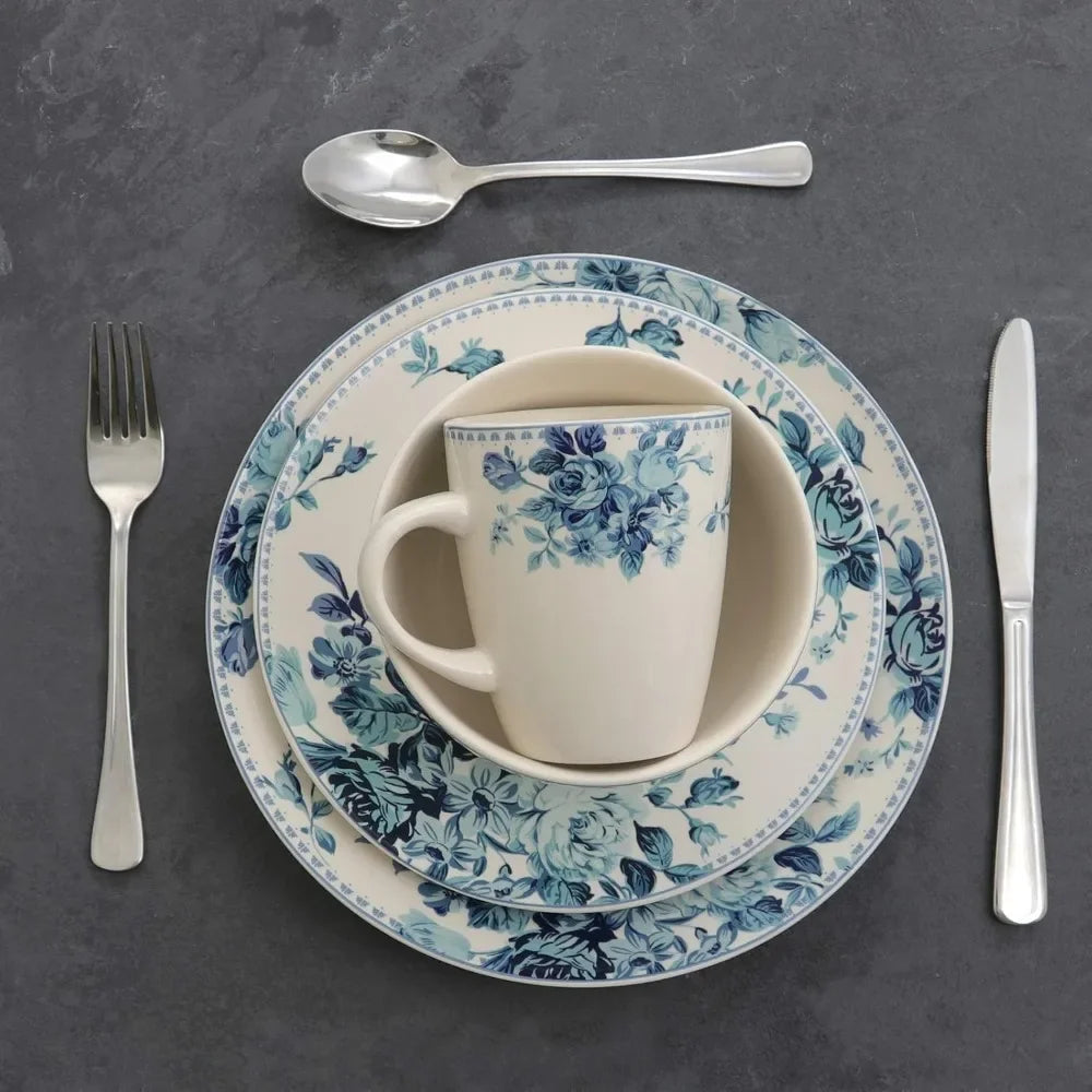 Dinnerware Set *16Pcs - Traditional Blue & White Service for 4 - Diningroom Collection