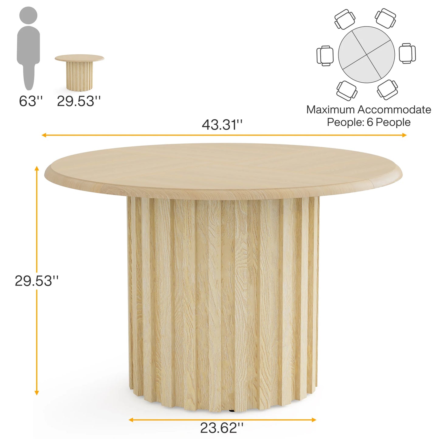 Dining Table - Tribesigns Brand - Round Farmhouse Table - Diningroom Collection