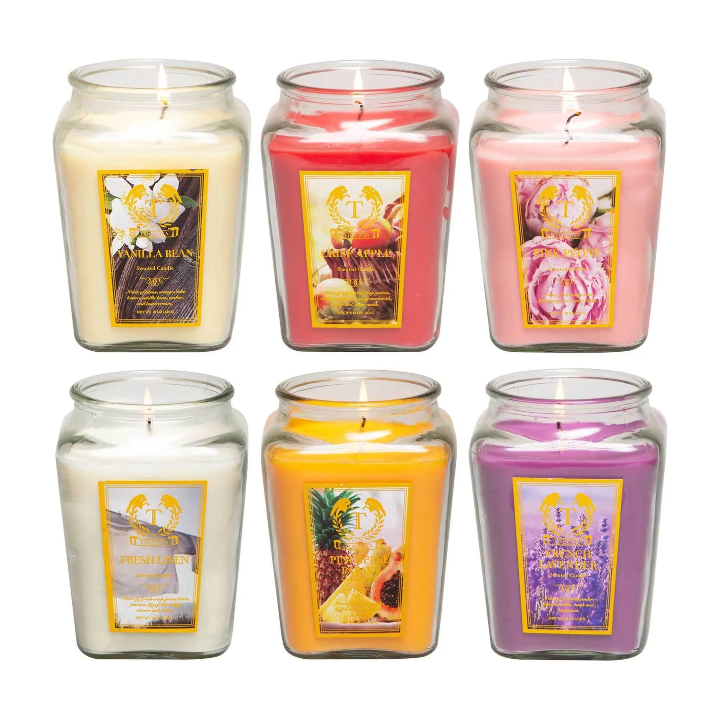 Candles - Scented 18 Oz - 1 Each OR Bundle of 6 - One Wick