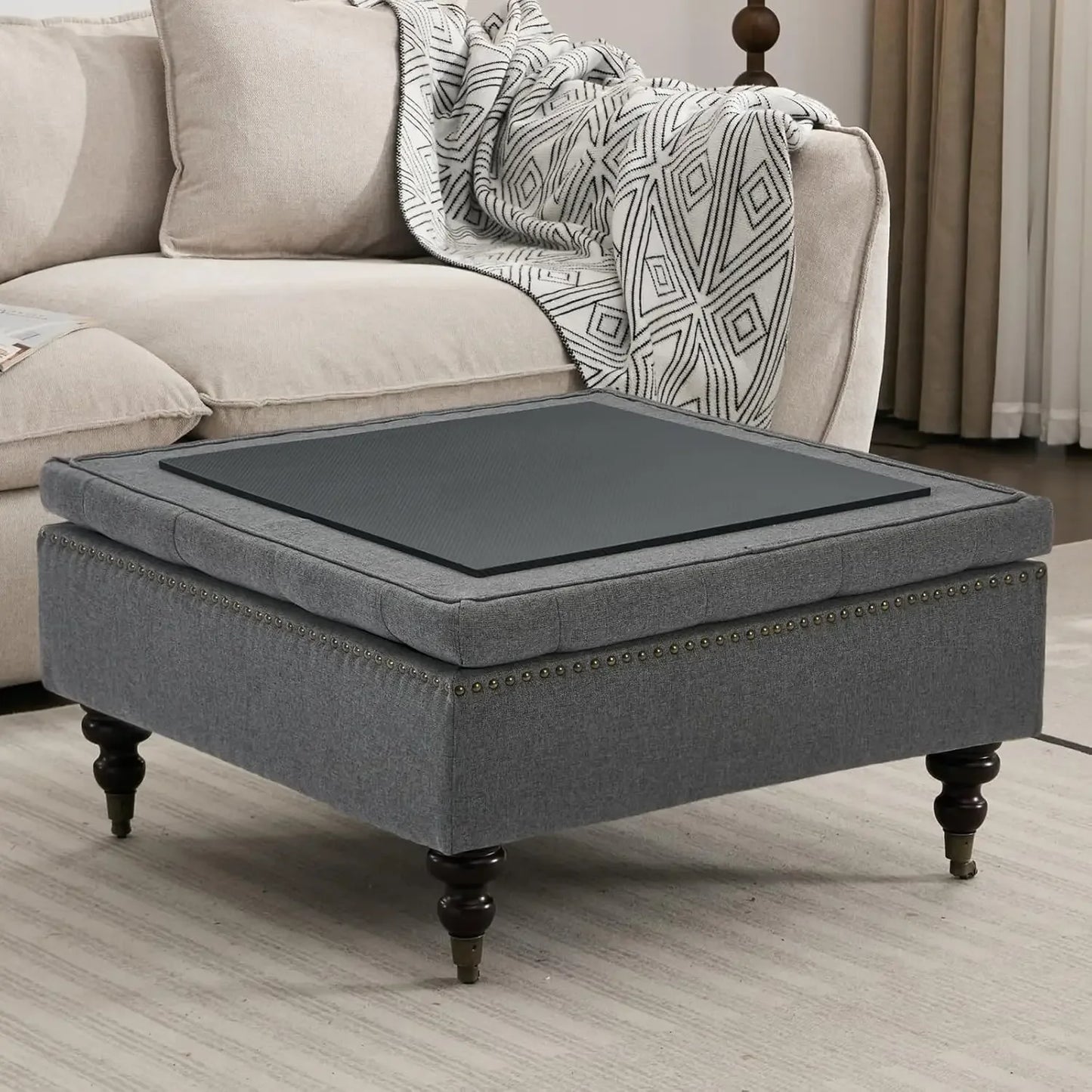 Ottoman Coffee Table Foot Rest - Faux Leather - Oversize - Livingroom Collection