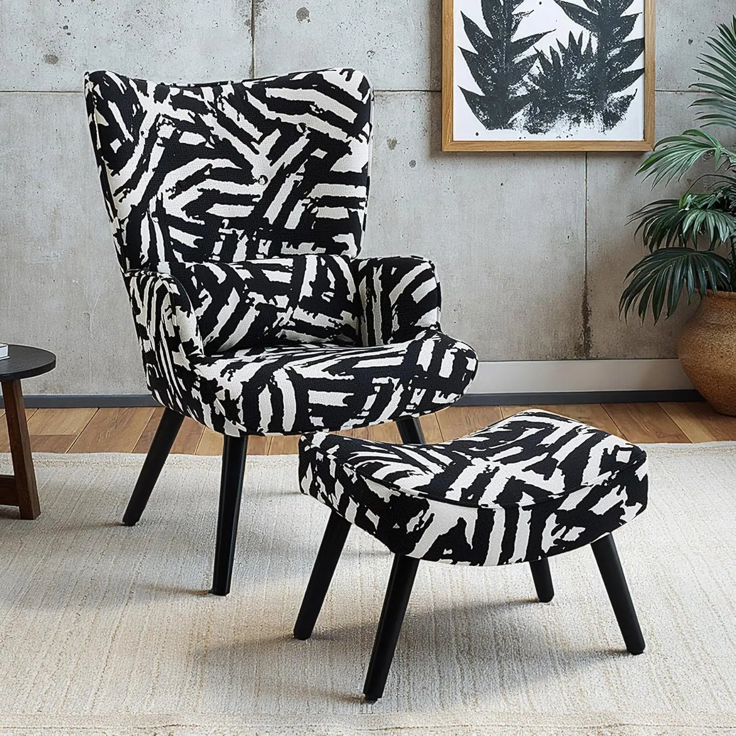 Accent Leisure Chair & Ottoman - Lumbar Pillow - Wingback - Livingroom Collection