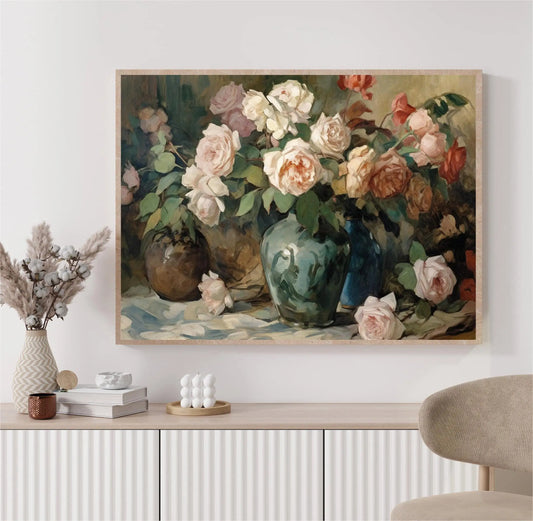 Vintage Rose Bouquet(s) - Oil On Canvas Prints - Still Life