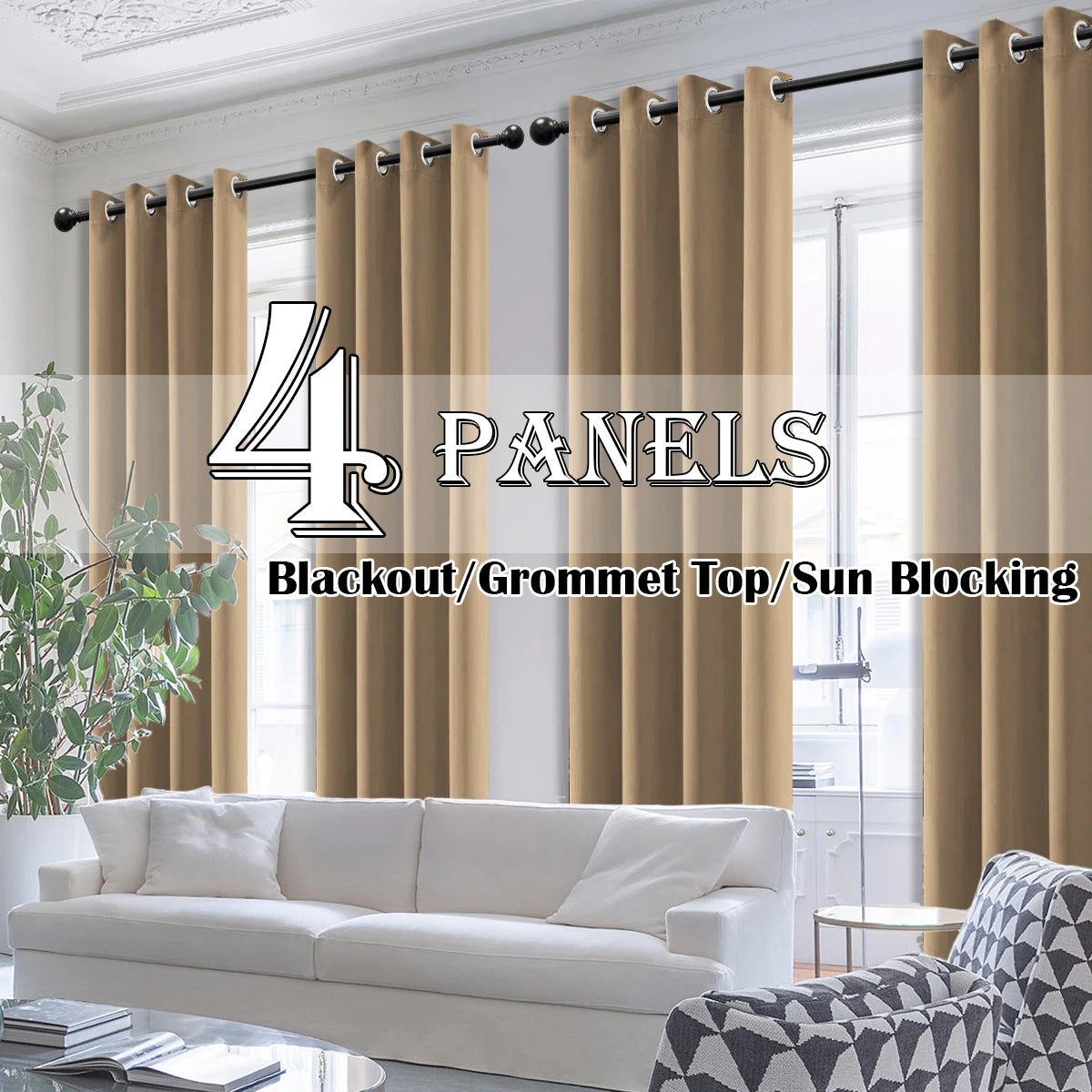 Drapes/Curtains 4 Panels - Blackout - Heat Insultated - Grommets - Bedroom Collection