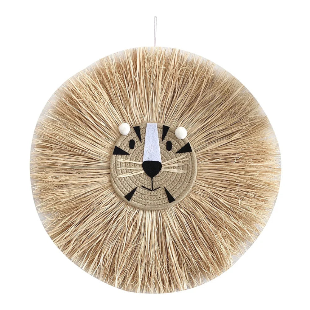 Lion Cartoon Straw Wall Hanging - Tapestry - Children's Room Collection