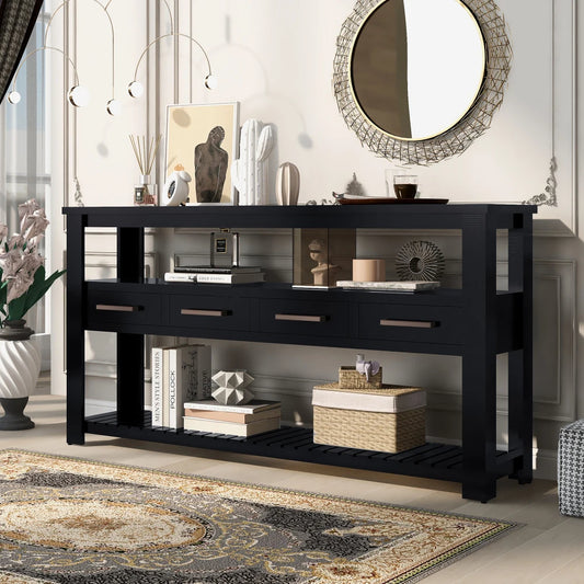 Console Sofa Table - Storage & Display Options - Black - Livingroom Collection