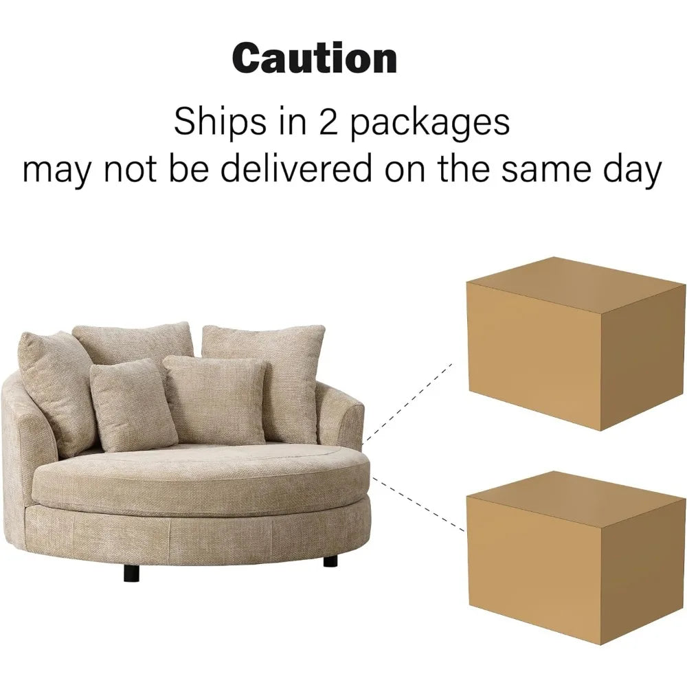 Accent Barrel Chair - Oversized Round Sofa Chair - Throw Pillows - Livingroom Collection