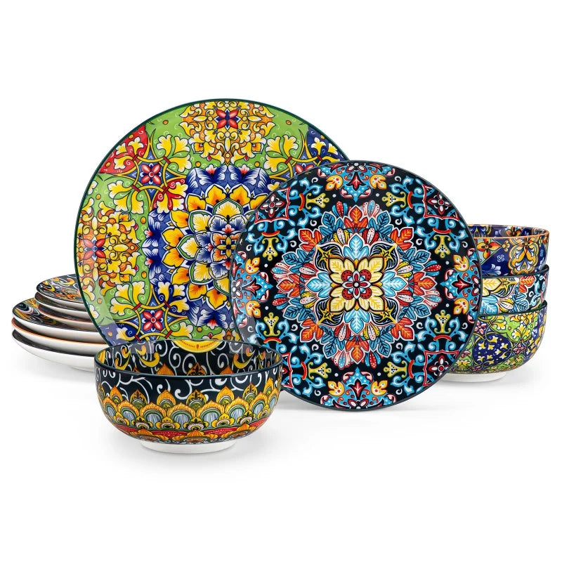 Malacasa Bohemia Retro Dinnerware Set *12/16/24 Pcs - Diningroom Collection