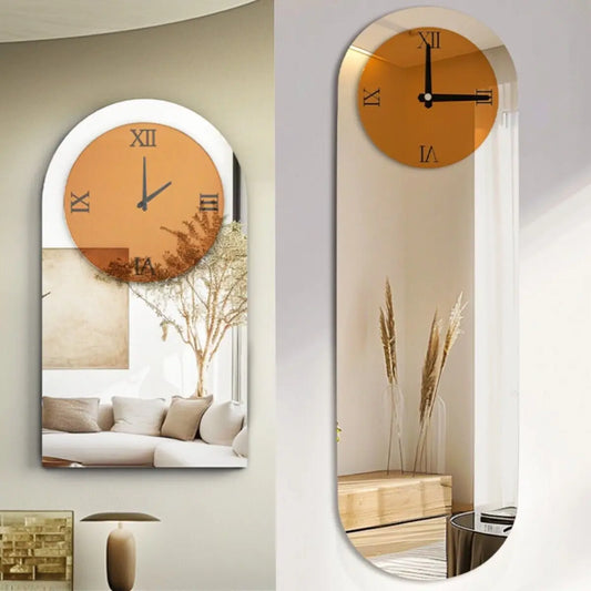 Wall Clock - Mirrored Glass - Art Deco - Roman Numerals