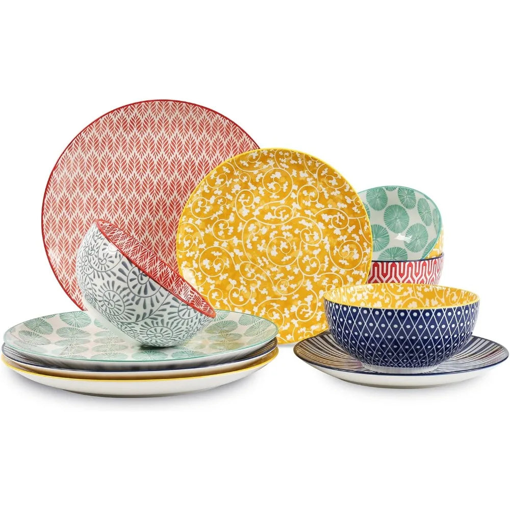 Dinnerware Set *12Pcs - Healthy Ceramic Dishes - Service for 4 - Kitchen Collection