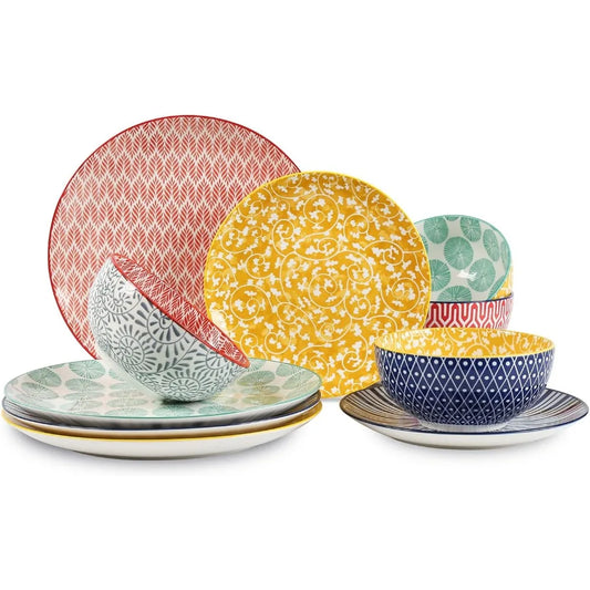 Dinnerware Set *12Pcs - Healthy Ceramic Dishes - Service for 4 - Kitchen Collection