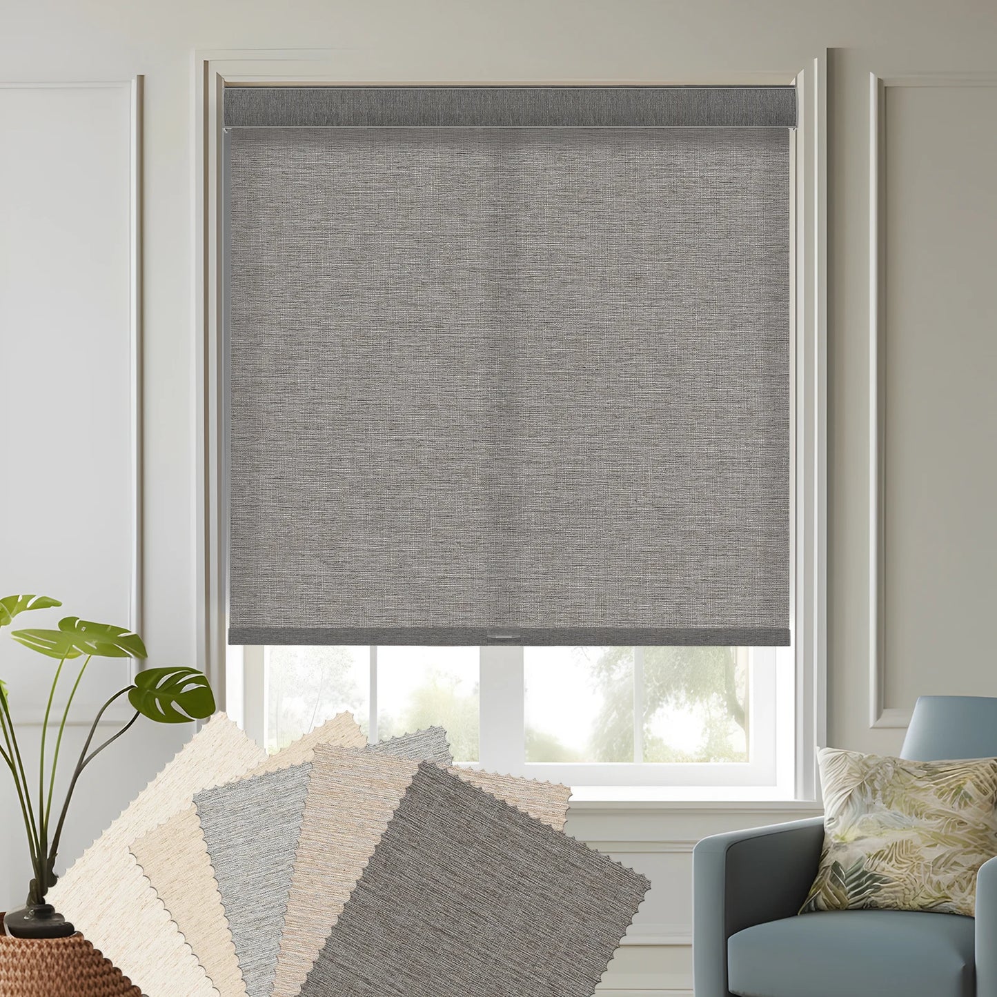 Home Window Treatments - Linen Roller Shades - Persilux - Bedroom Collection
