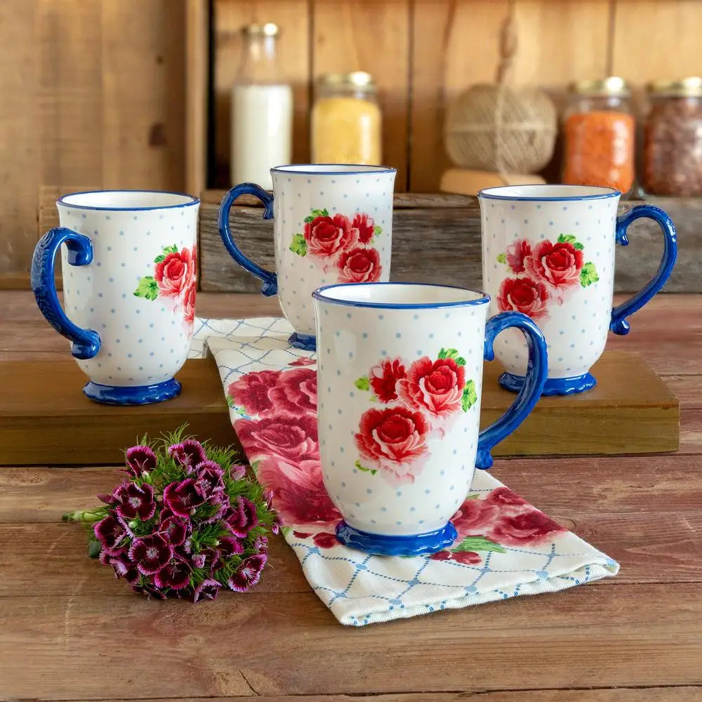 Coffee Mugs - 18 ozs - The Pioneer Woman Brand - Heritage Floral 4-Piece Mug Set