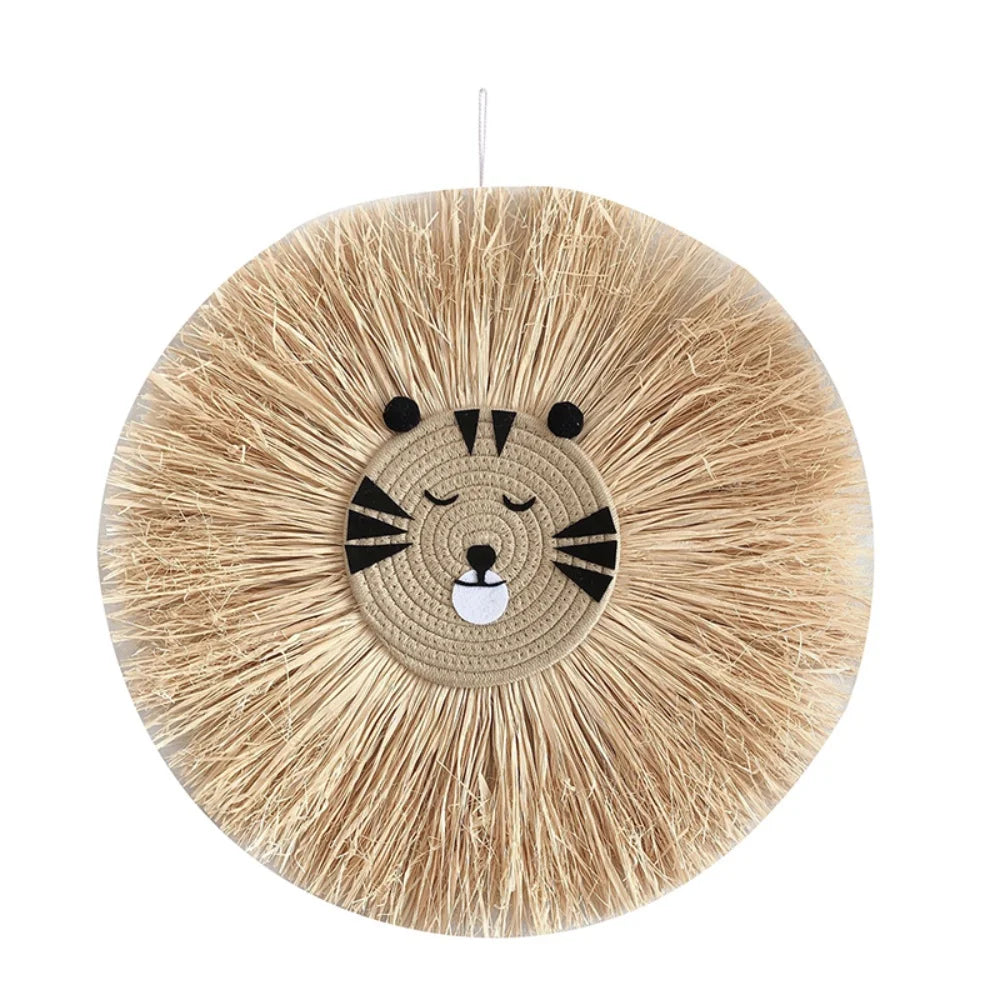Lion Cartoon Straw Wall Hanging - Tapestry - Children's Room Collection