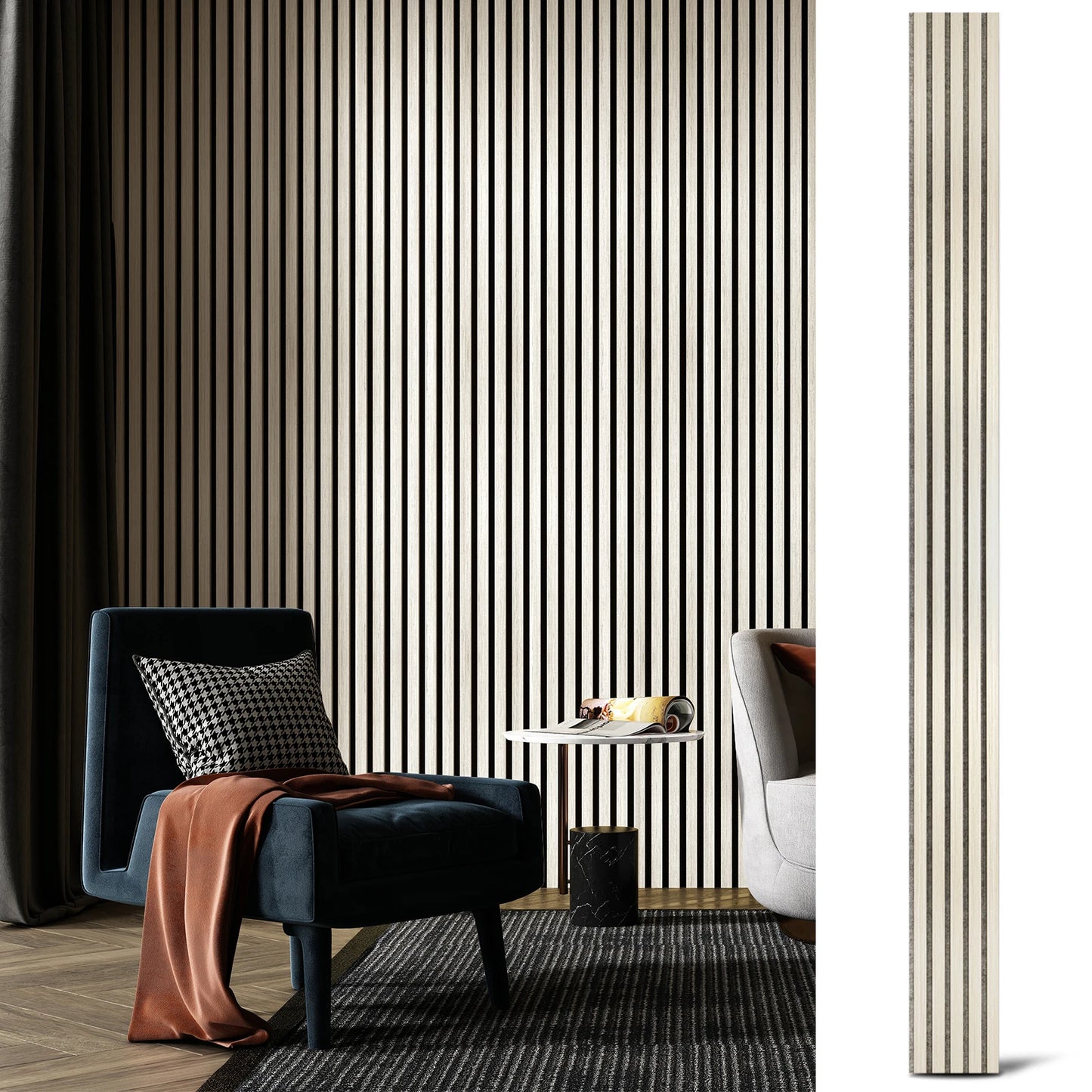 Wood Panel Sets *4Pcs - 94"x8" - Noise Reduction - Acoustic 3D Textured - Home Office Collection
