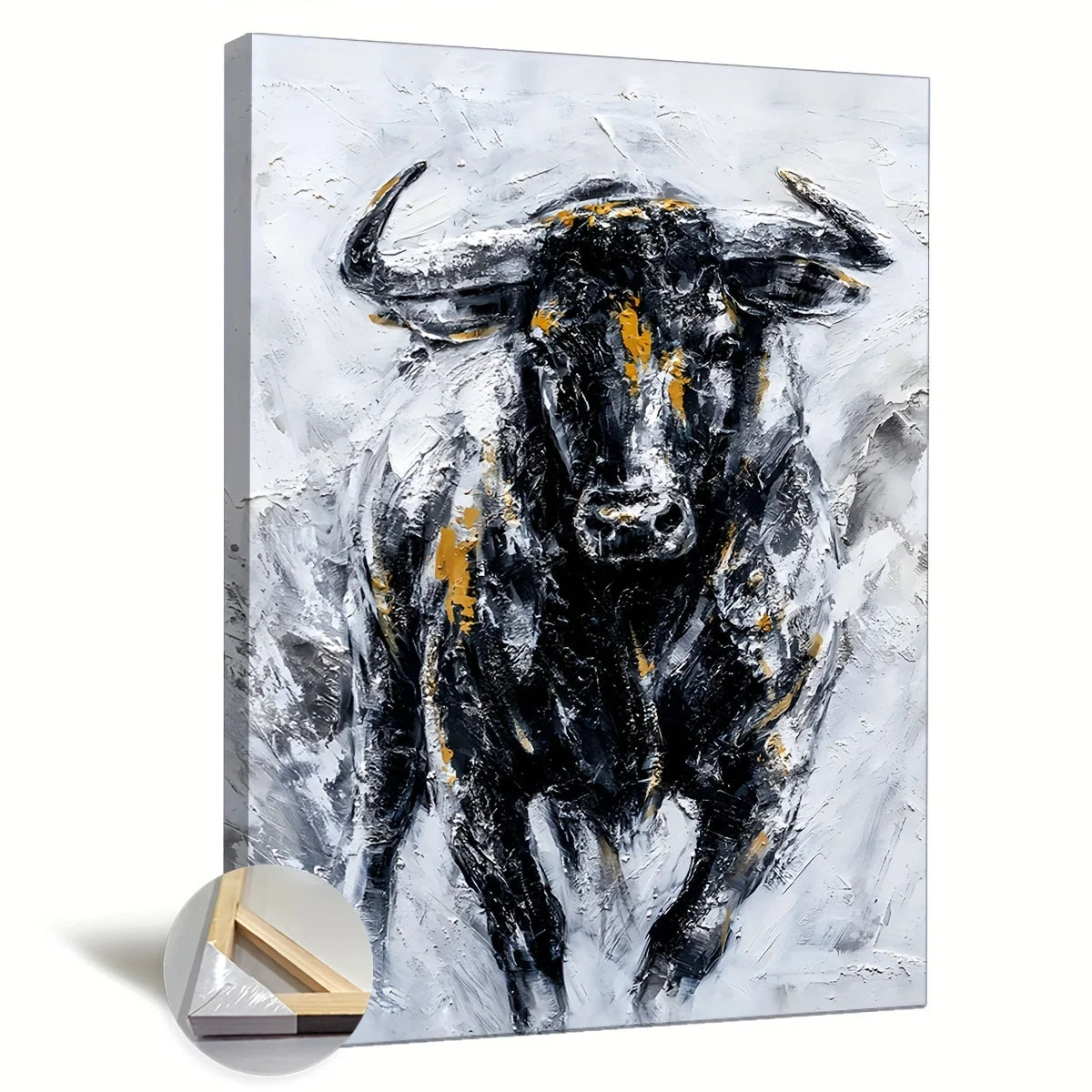 Wall Art Canvas - Running Bull - Factory Direct - 24"x36" - Gallery Framed - Livingroom Collection