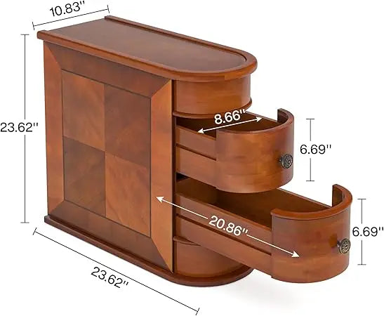 Table - Solid Wood - 2 Drawers - Narrow Slim Sillohuette
